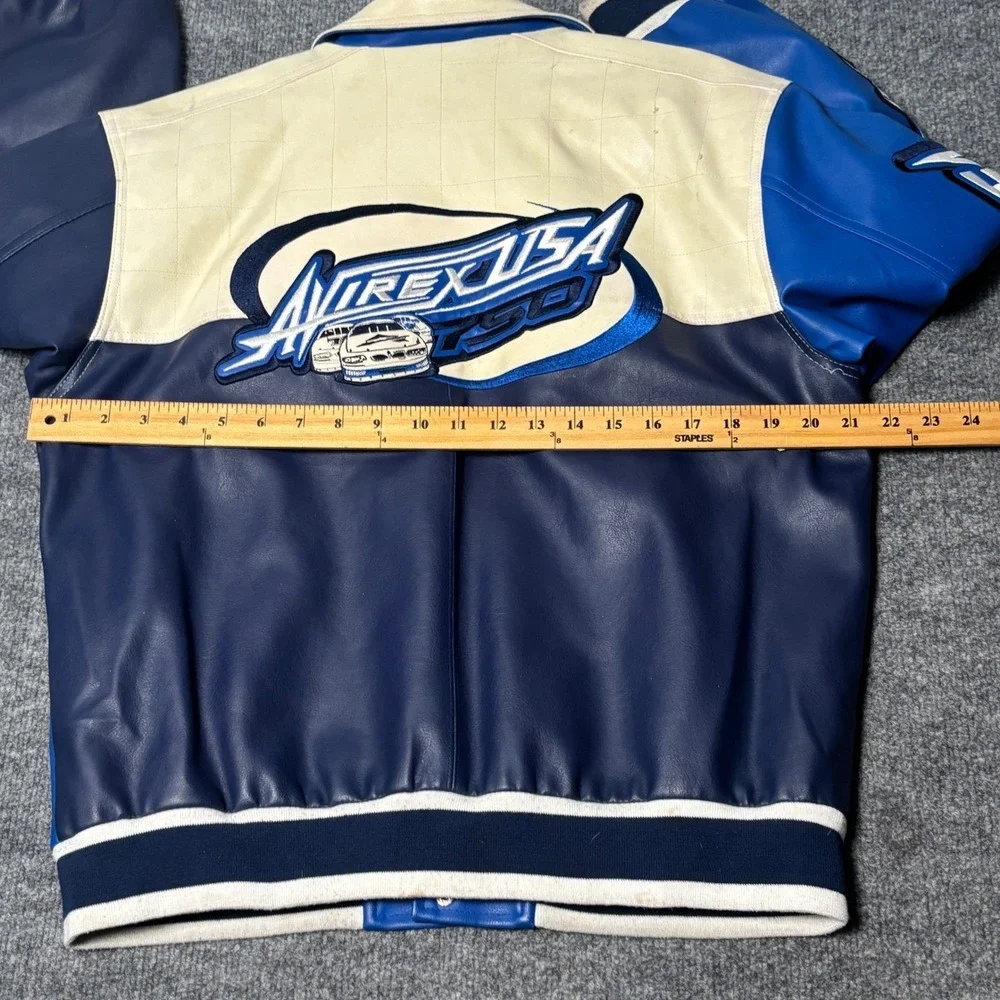 Avirex USA 750 Racing Jacket Youth L 16-18 Blue Varsity Moto Y2K‎